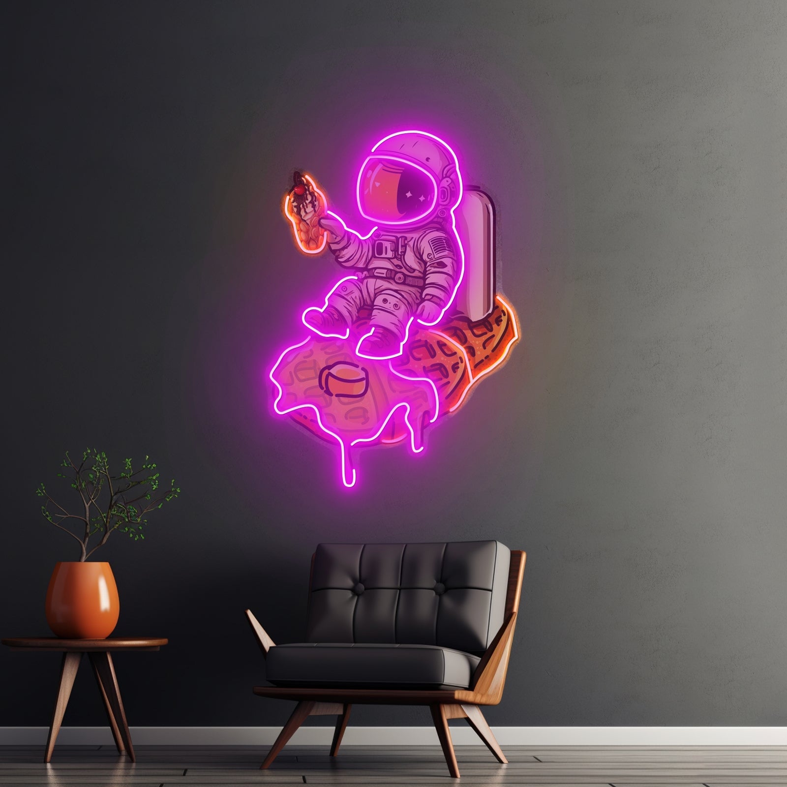 Astronaut On Waffle Custom Led Signs Artwork For Sale - Shineneon