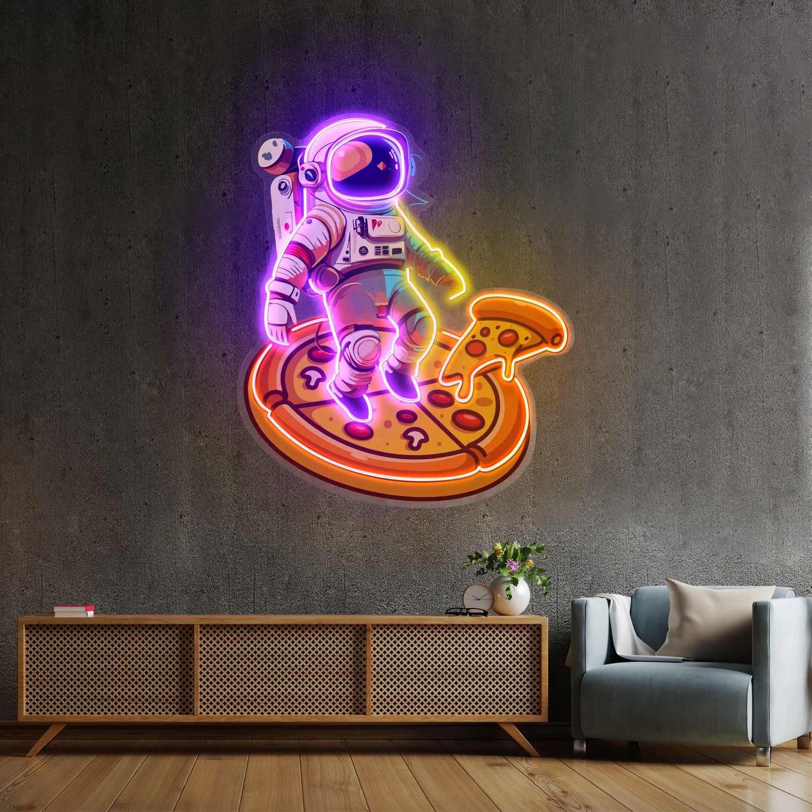 Astronaut Pizza Custom Led Signs Artwork For Sale - Shineneon