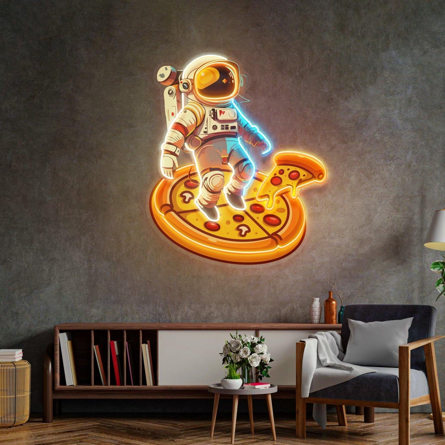 Astronaut Pizza Led Neon Acrylic Artwork | Shineneon