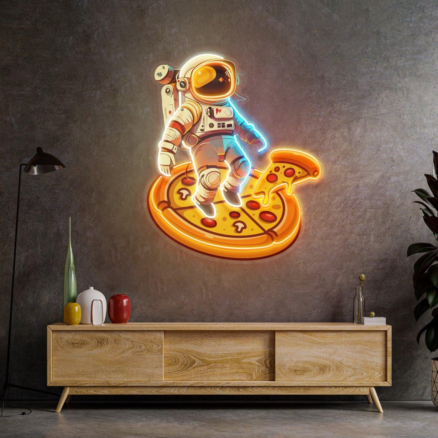Astronaut Pizza Led Neon Acrylic Artwork | Shineneon