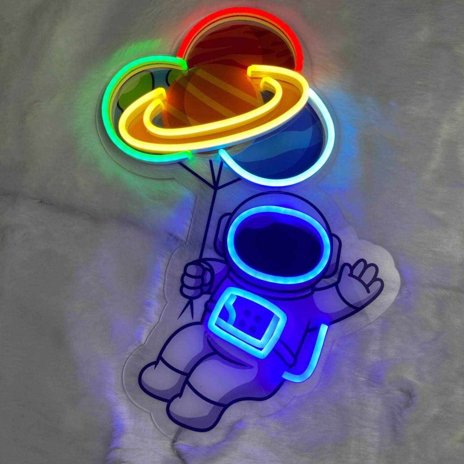 Astronaut Planet Balloon Decal Printed Neon Light | Shineneon