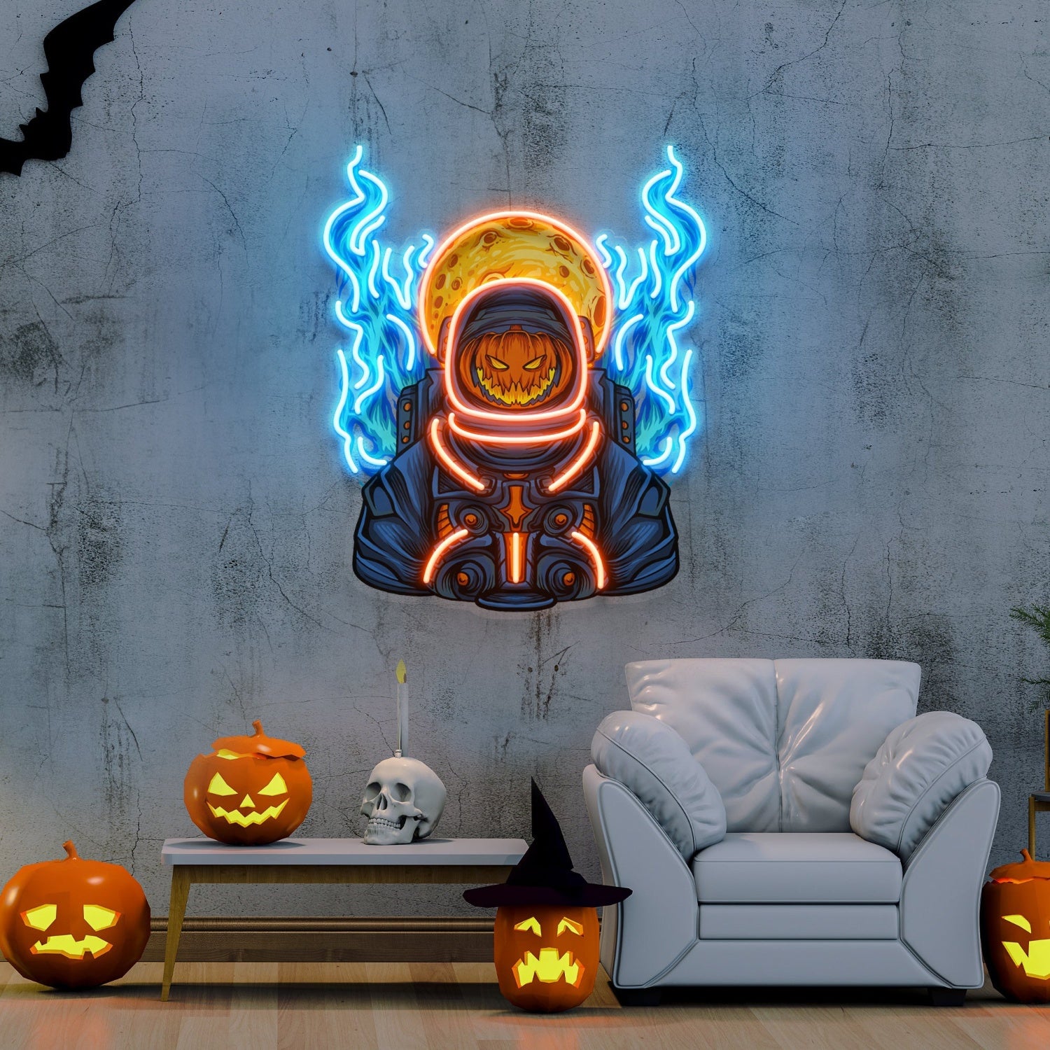Astronaut Pumpkin For Halloween Acrylic Artwork Led Neon Sign | Shineneon