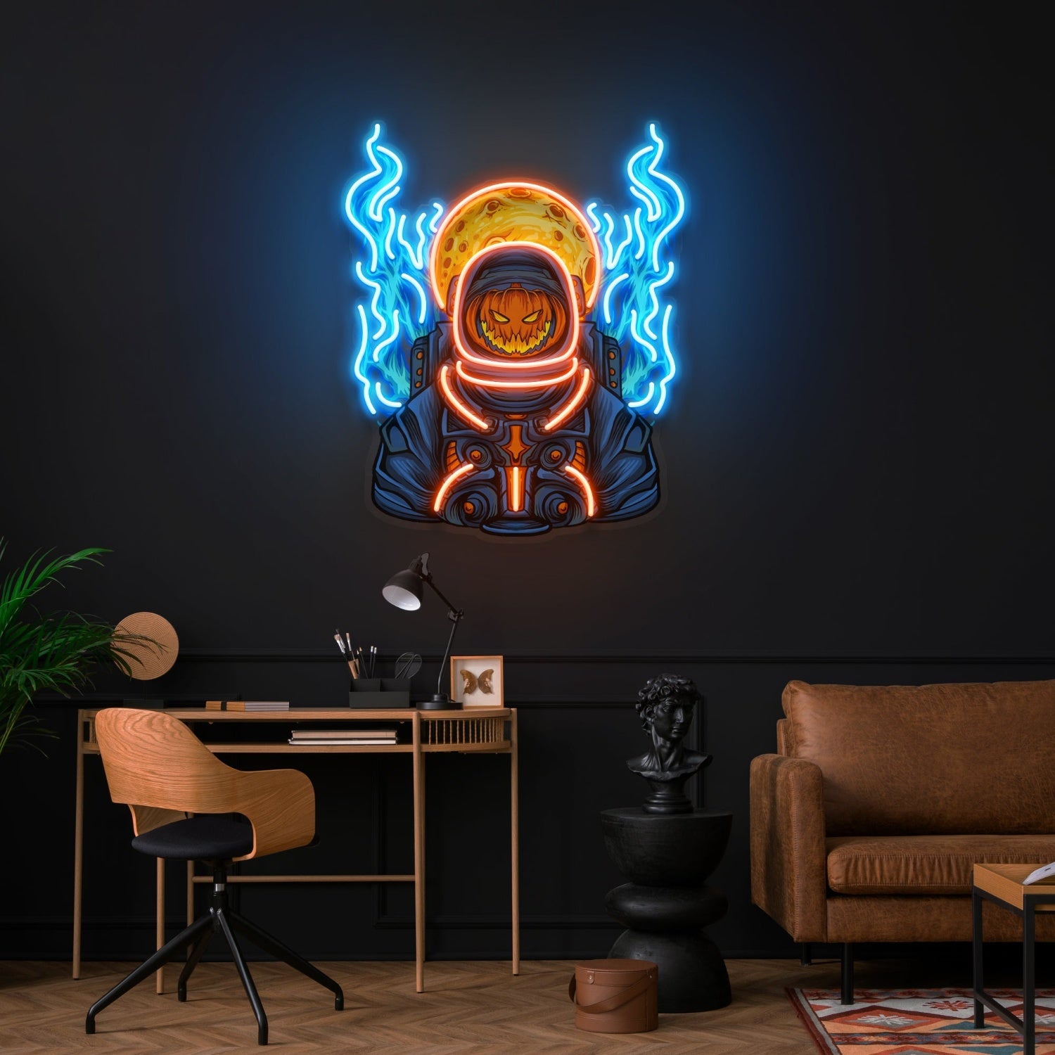 Astronaut Pumpkin For Halloween Acrylic Artwork Led Neon Sign | Shineneon