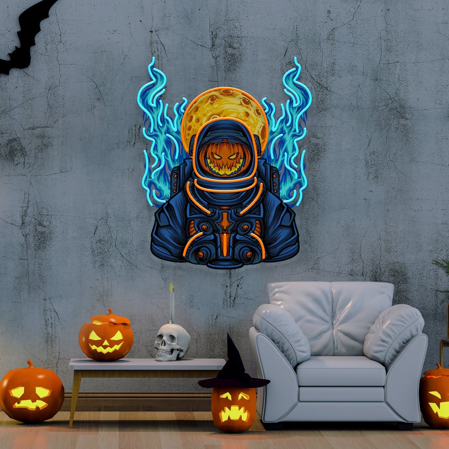 Astronaut Pumpkin For Halloween Acrylic Artwork Led Neon Sign | Shineneon