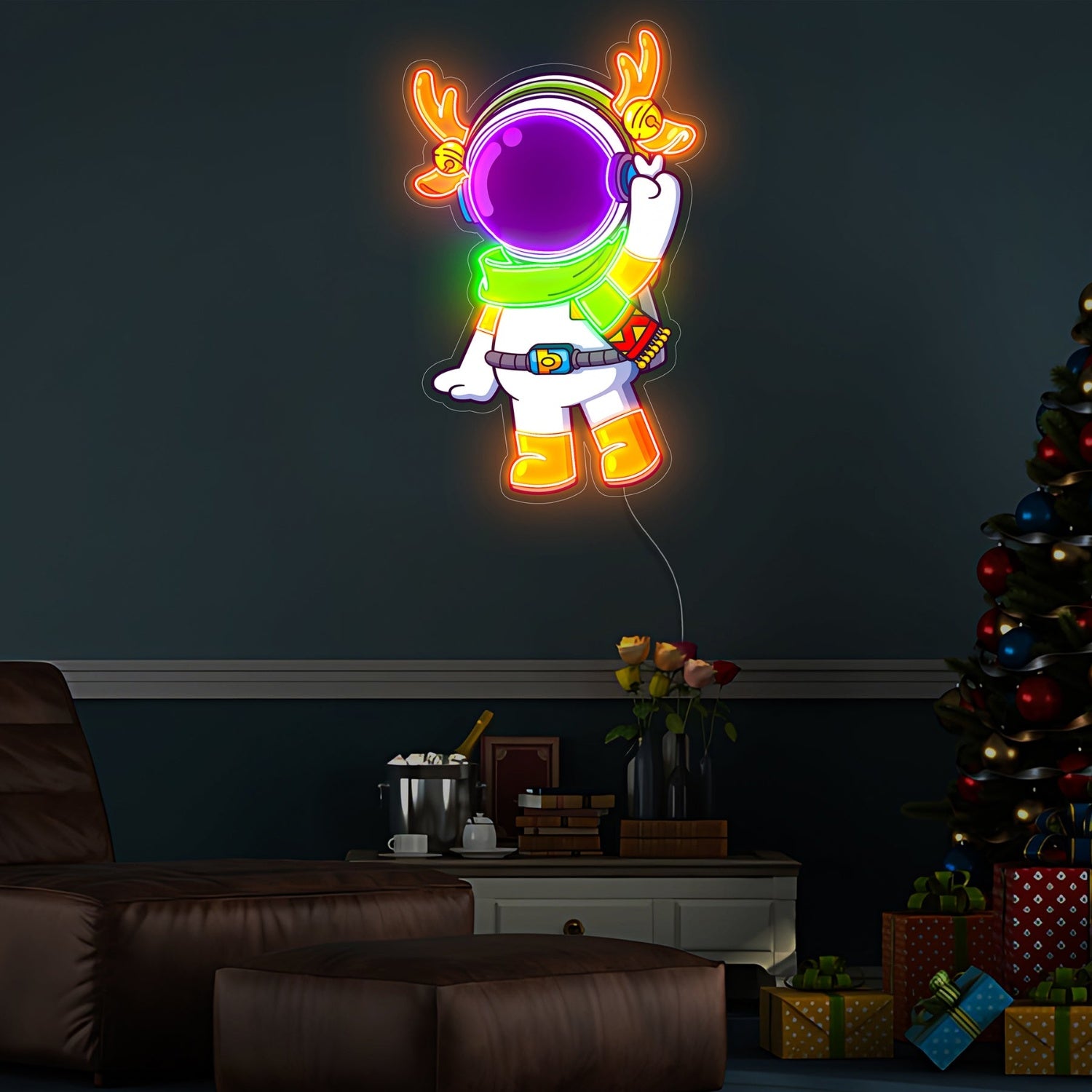 Astronaut Reindeer Christmas Neon Acrylic Artwork | Shineneon