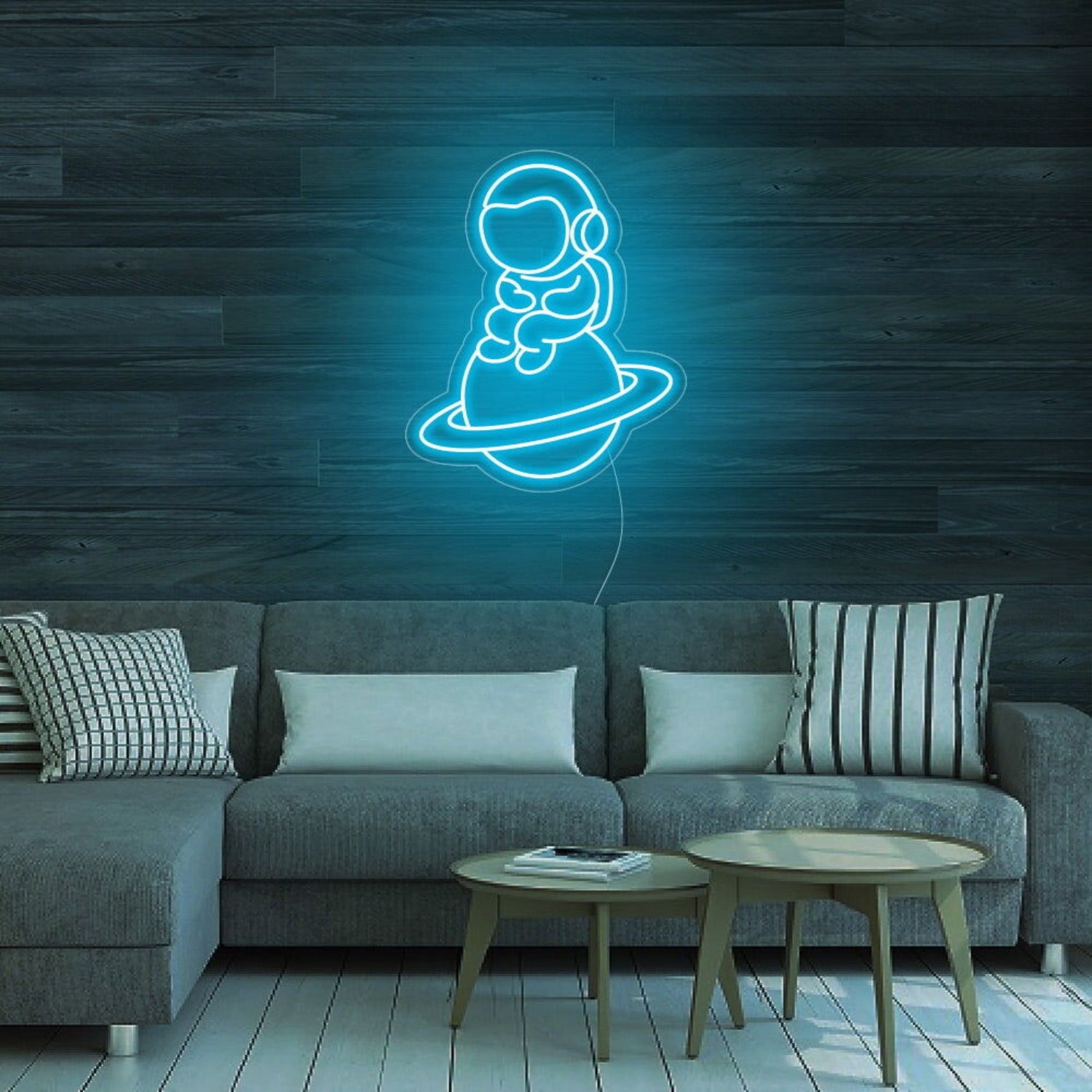 Astronaut Sitting On Planet Led Neon Sign For Space Enthusiasts | Shineneon