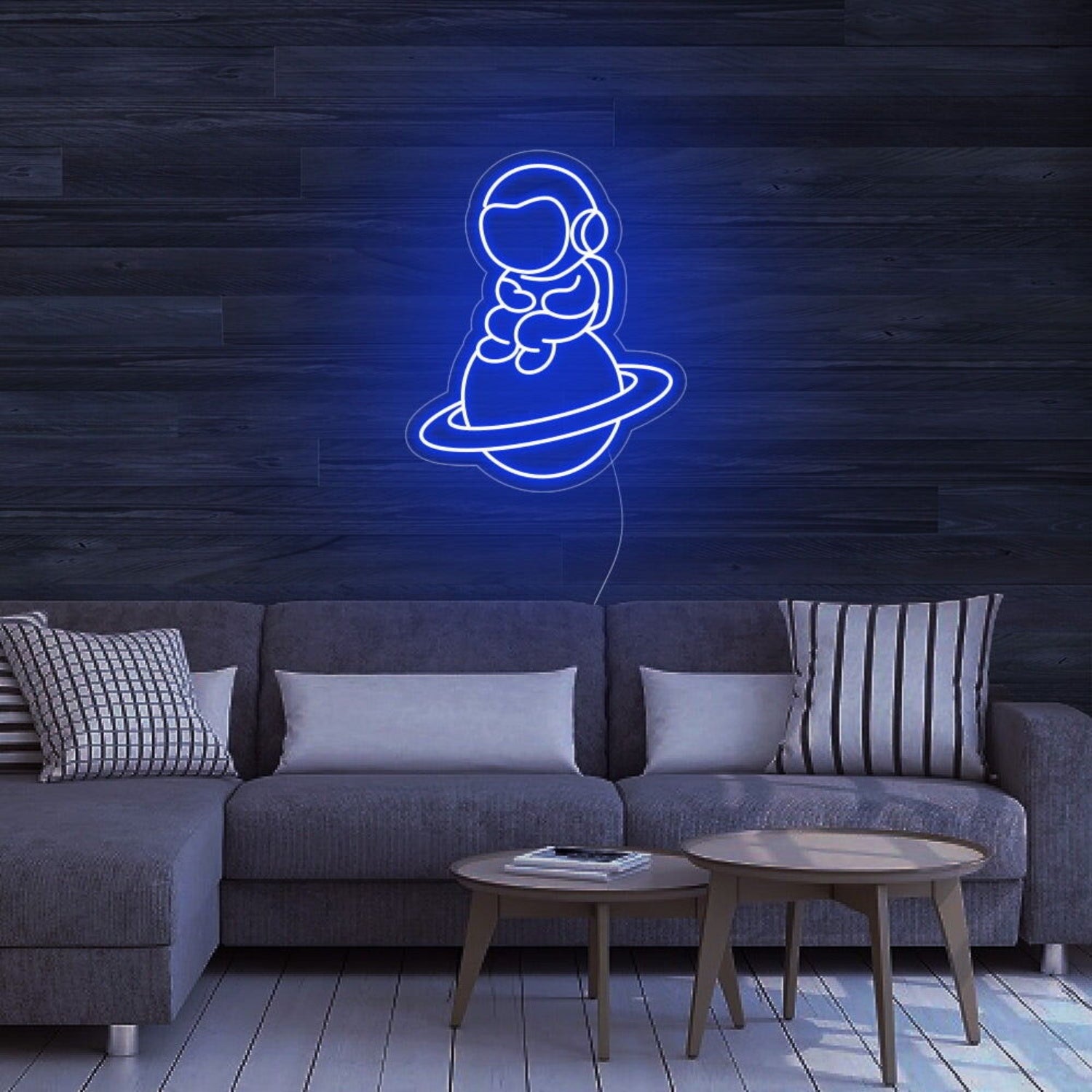 Astronaut Sitting On Planet Led Neon Sign For Space Enthusiasts | Shineneon