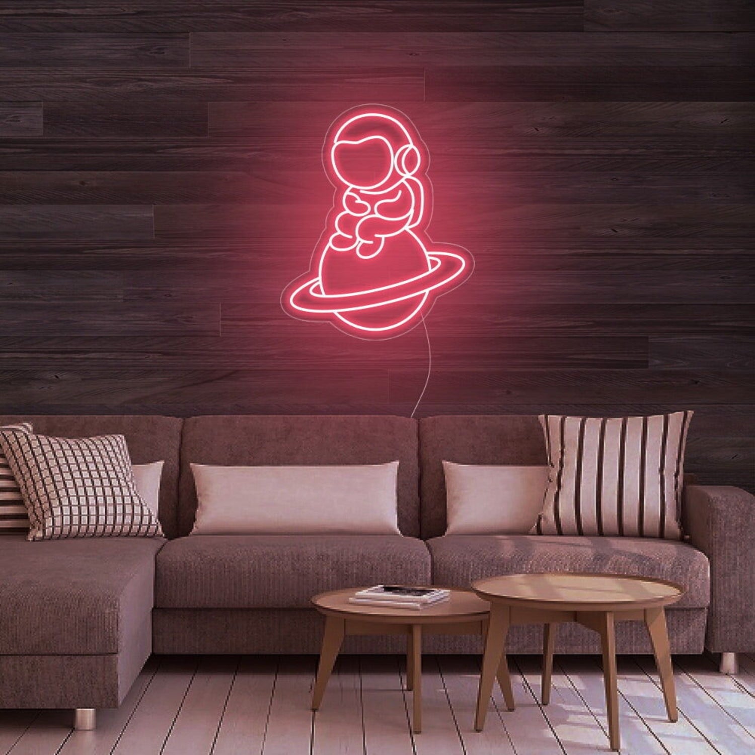 Astronaut Sitting On Planet Led Neon Sign For Space Enthusiasts | Shineneon