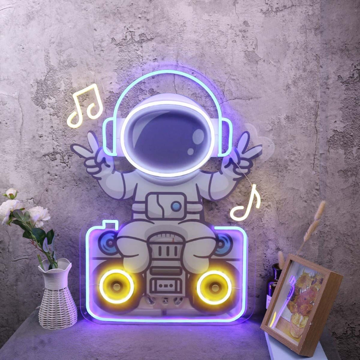 Astronaut Sitting On The Radio Custom Led Neon Sign - Shineneon