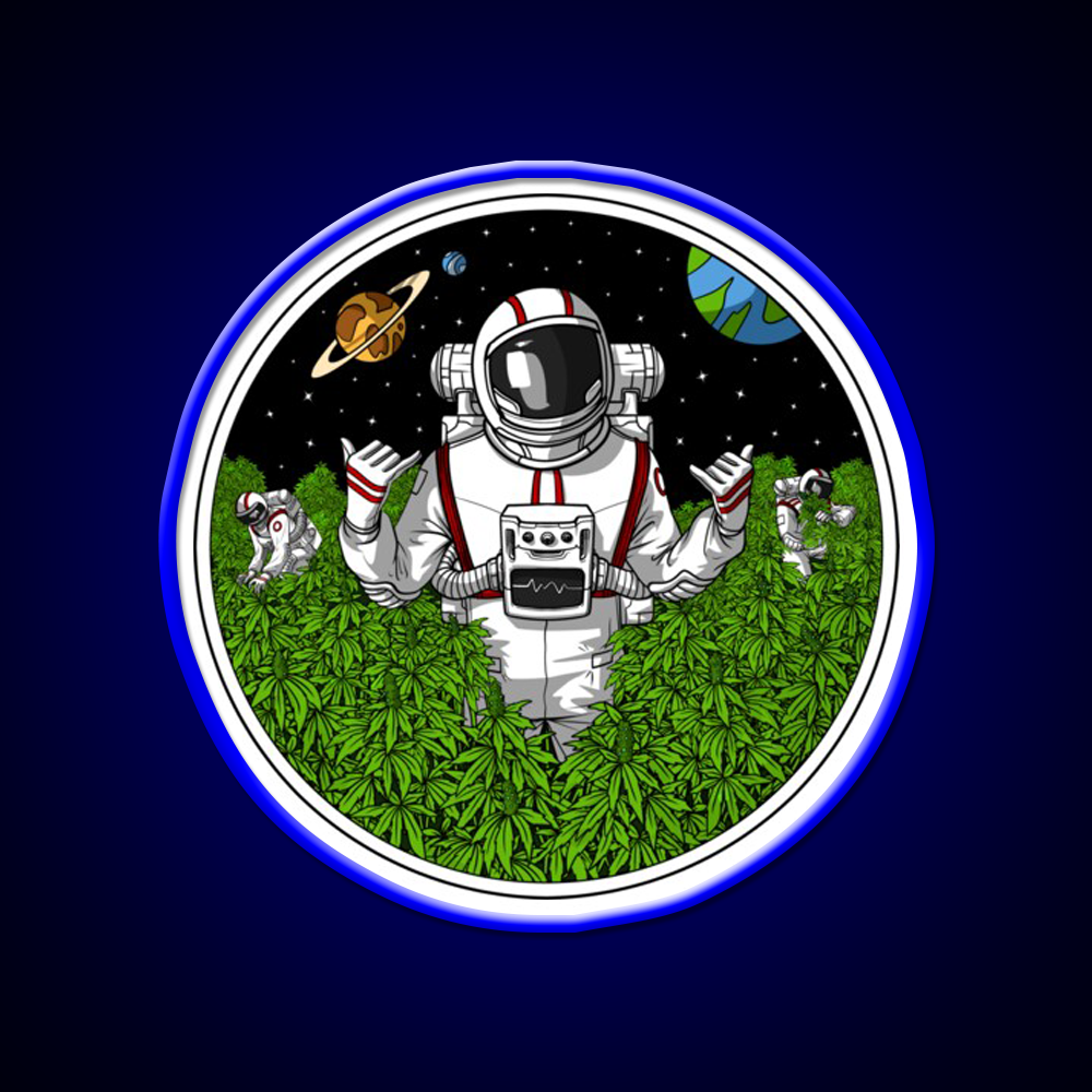 Astronaut Stoner Hemp Inspired Green Leaf Led Neon Sign Rgb Color - LED neon sign view 5