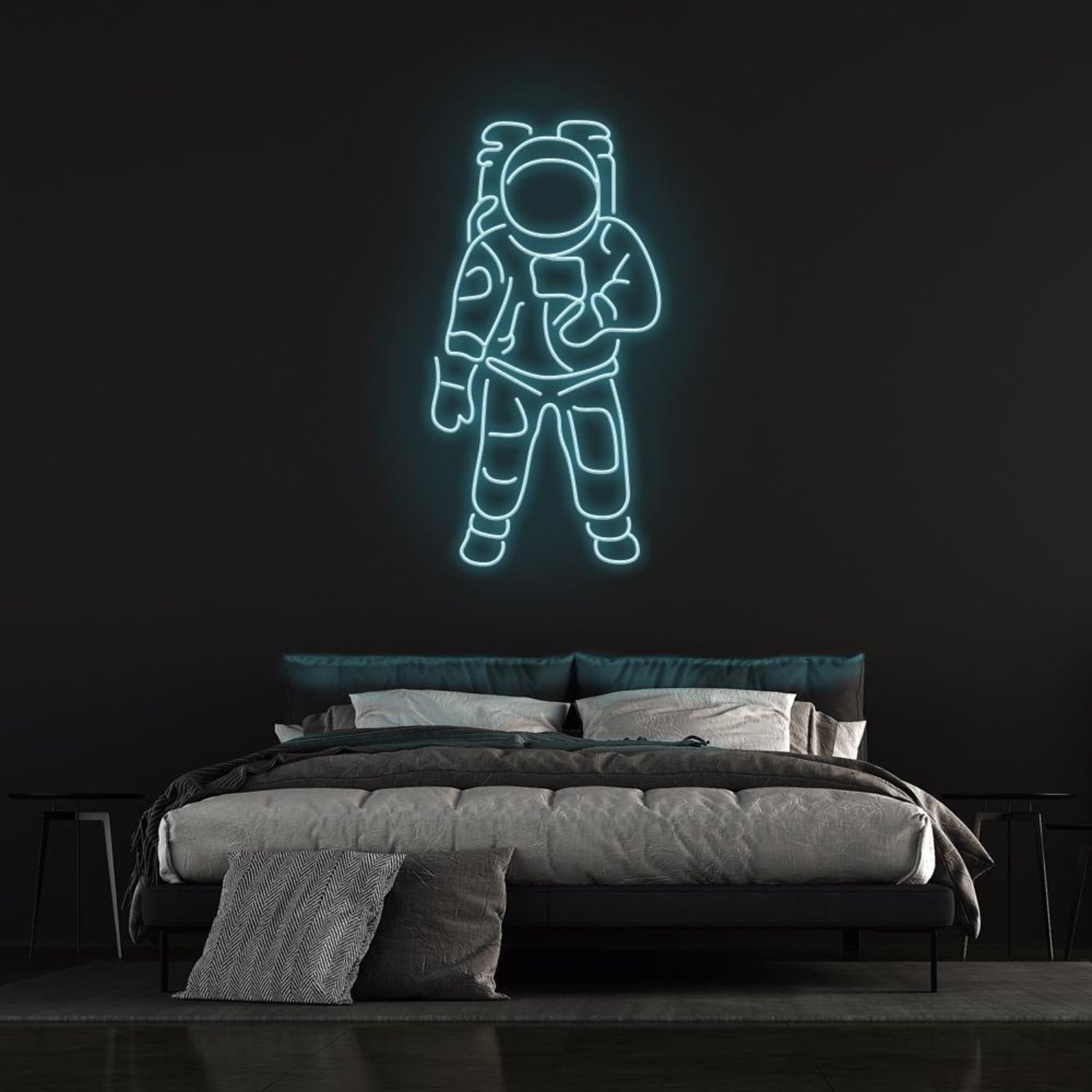 Astronaut White-Blue Led Neon Sign For Space-Themed Rooms Cafes | Shineneon