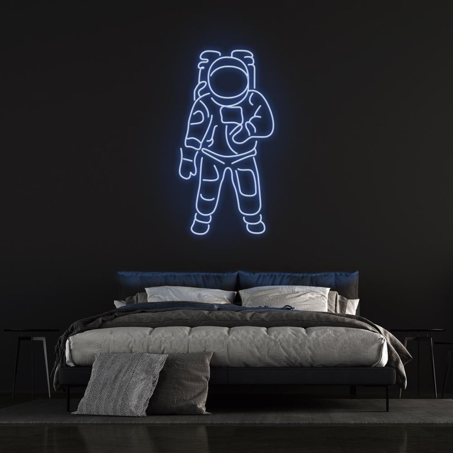 Astronaut White-Blue Led Neon Sign For Space-Themed Rooms Cafes | Shineneon