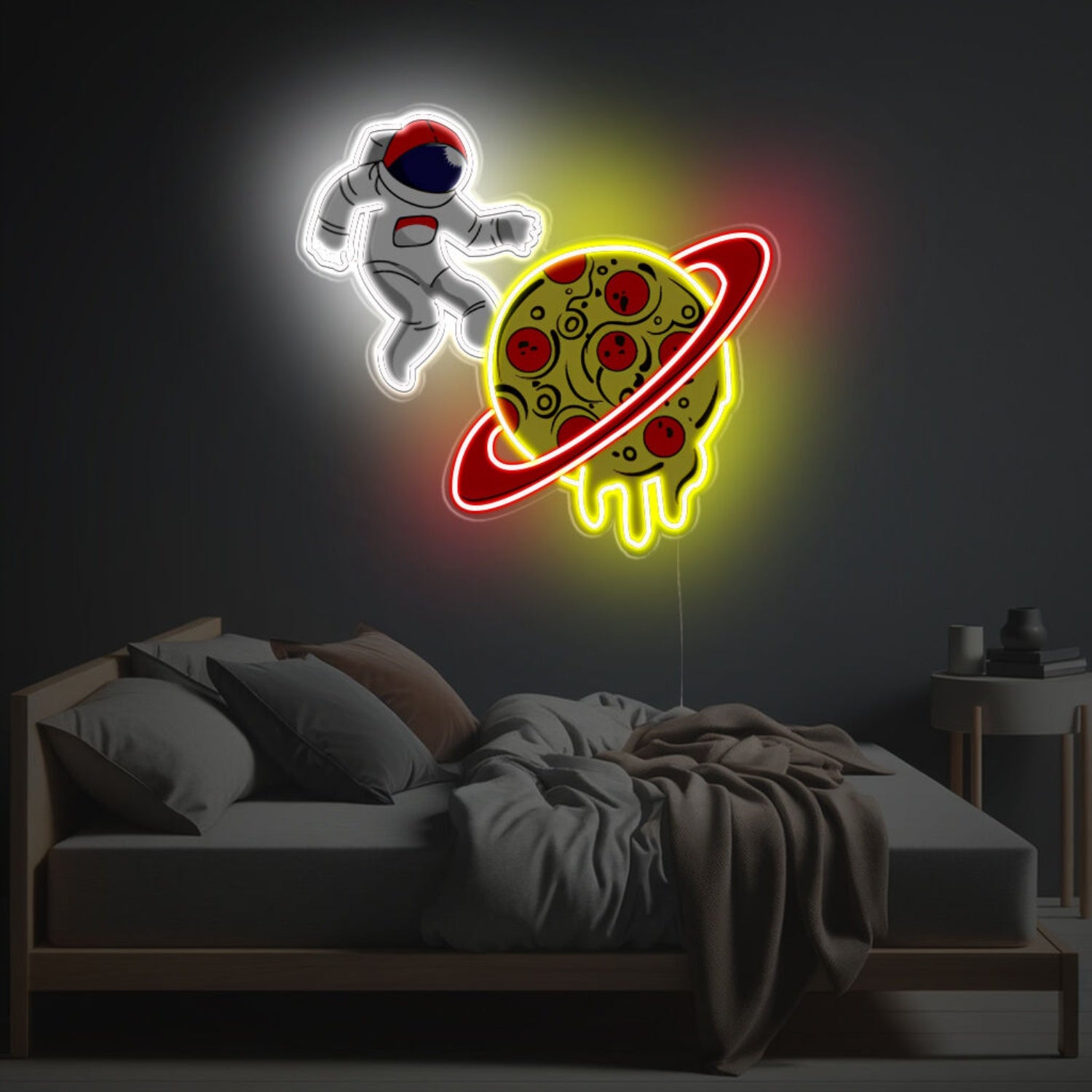 Astronaut With Pizza Planet Led Neon Acrylic Artwork | Shineneon