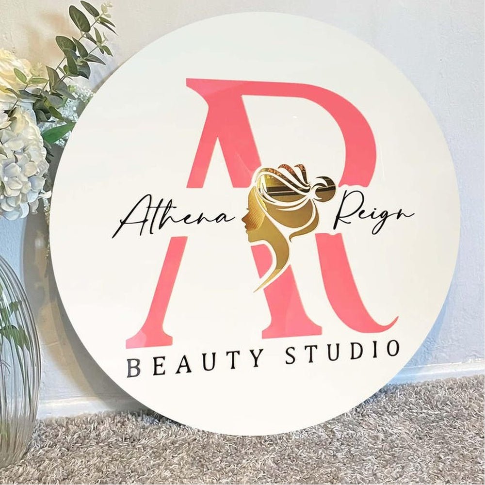 Athena Reign Beauty Studio Acrylic Business Logo Sign - Shineneon