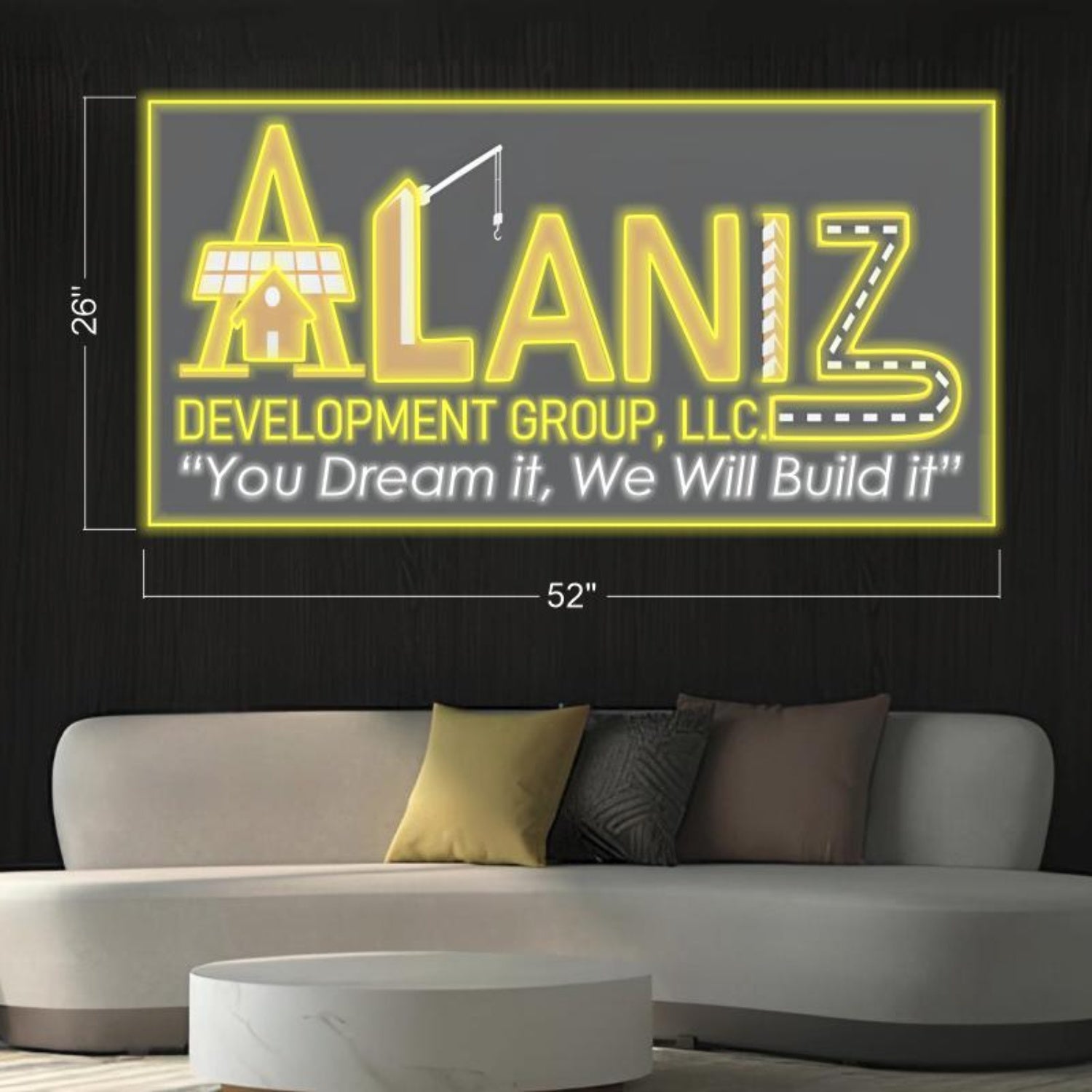 Atlani Chemas Bar Yellow-White Construction Led Neon Sign For Office Decor | Shineneon