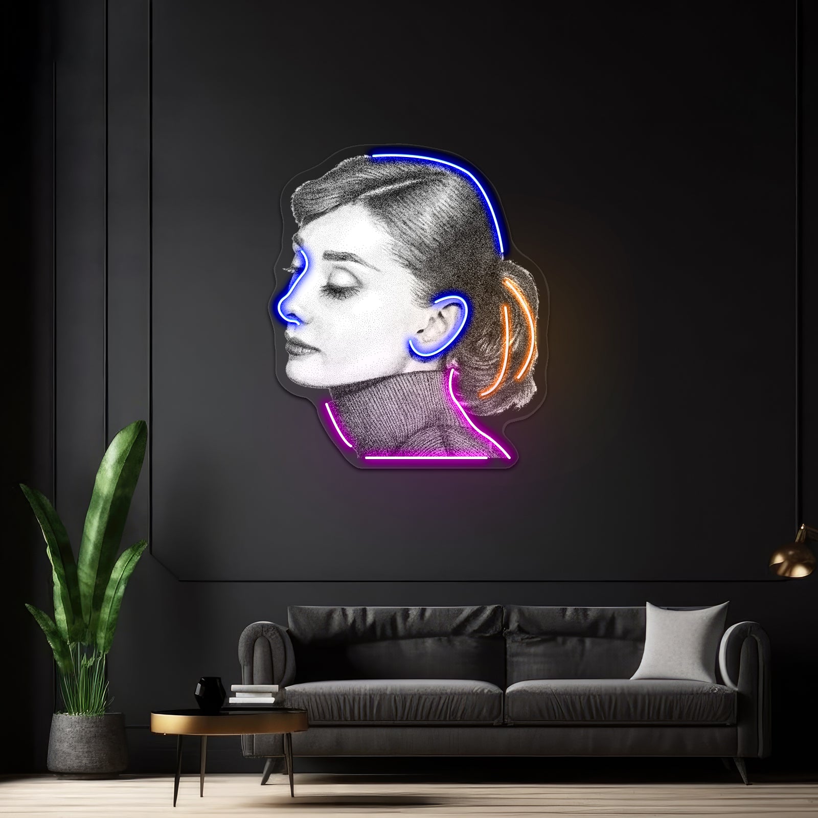 Audrey Hepburn Stippling Portrait Artwork Led Neon Sign | Shineneon