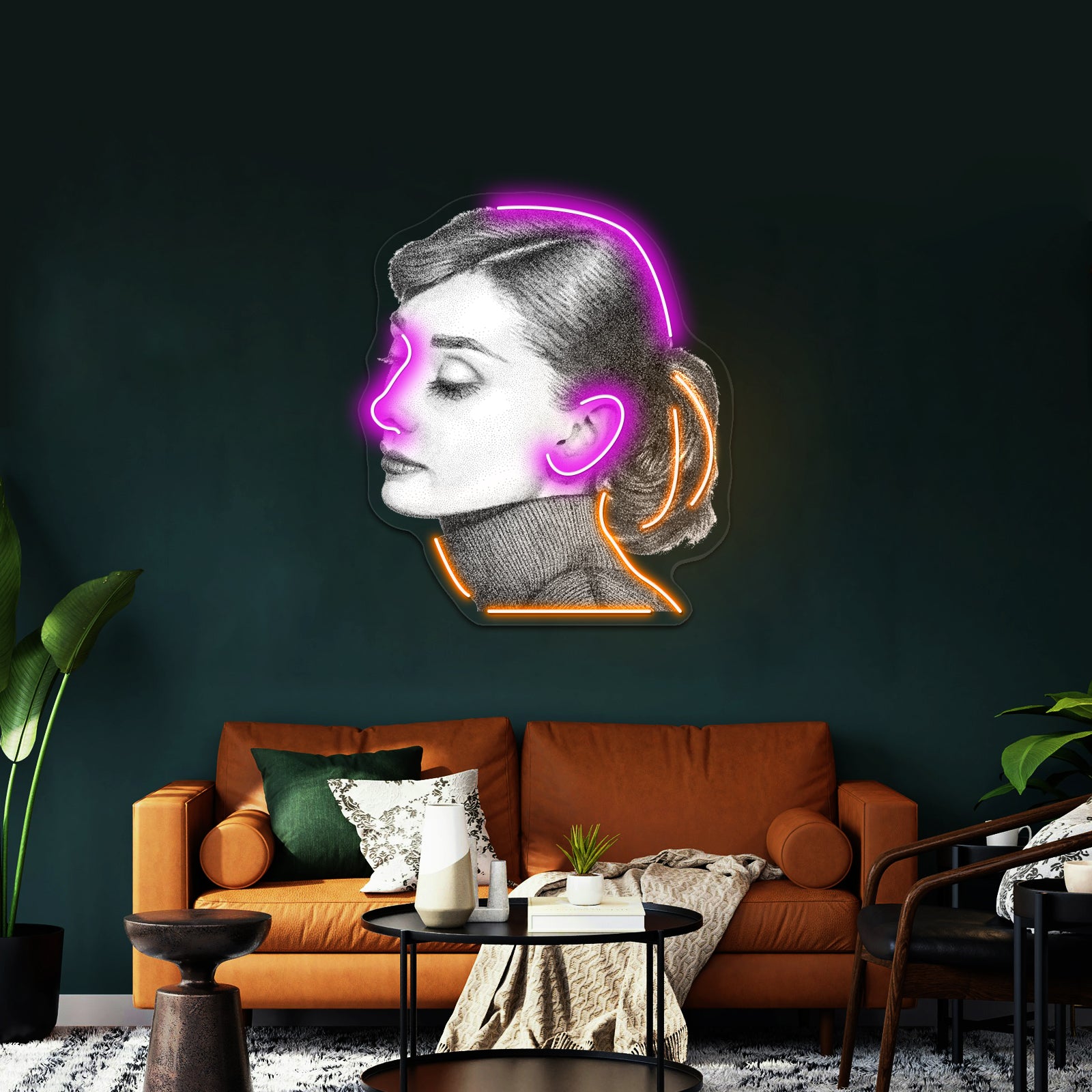 Audrey Hepburn Stippling Portrait Artwork Led Neon Sign | Shineneon