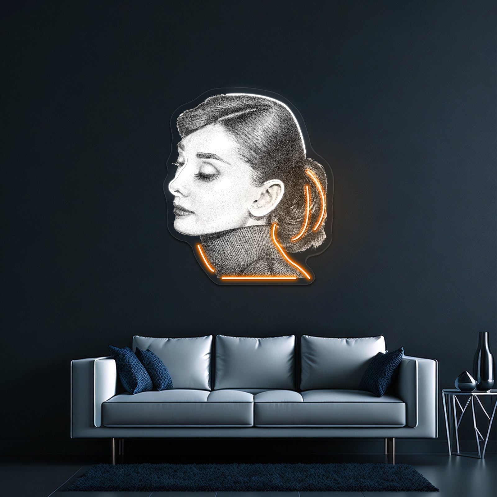 Audrey Hepburn Stippling Portrait Artwork Led Neon Sign | Shineneon