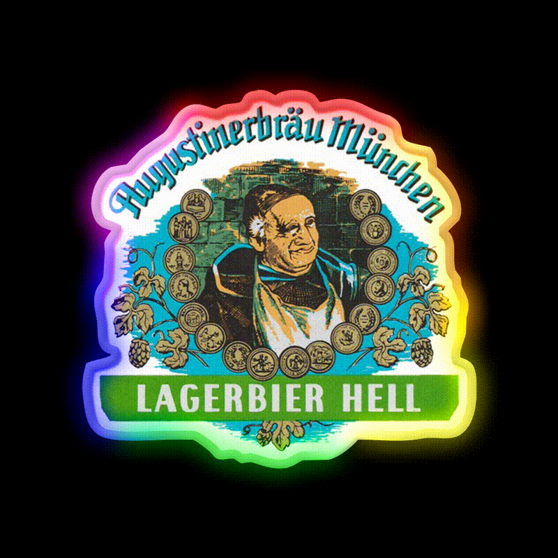 Augustiner Munich Beerlagerbier Hell Classic Beer Bar Decor Led Neon Sign Rgb Color - LED neon sign close-up detail