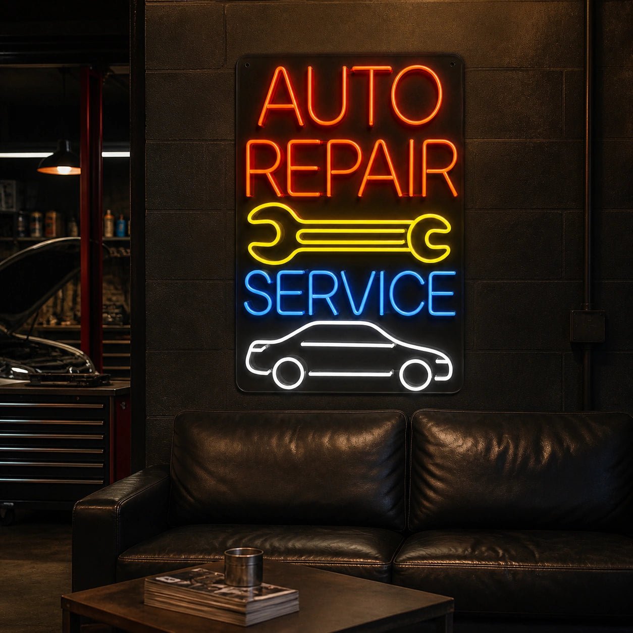 Auto Repair Service Wrench Car Vintage LED Neon Sign - Shineneon