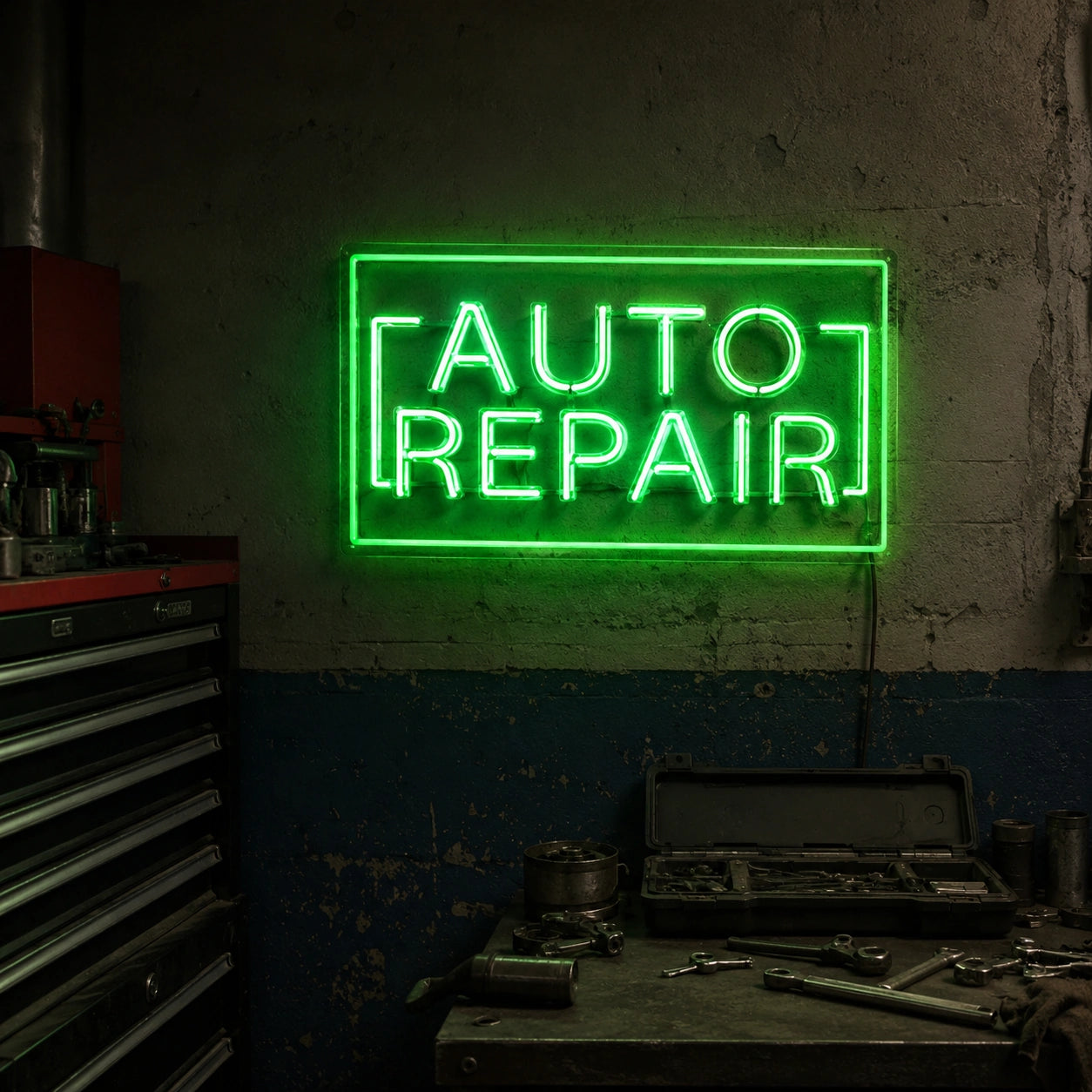 Auto Repair Shop LED Neon Sign - 03 Real Lifestyle Scene