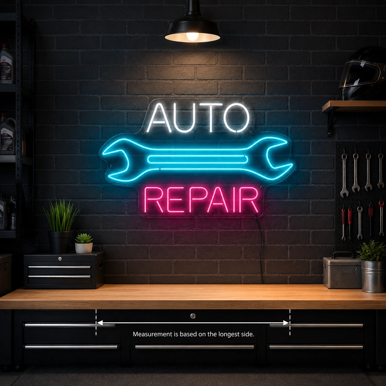 Auto Repair Wrench LED Neon Sign color grid