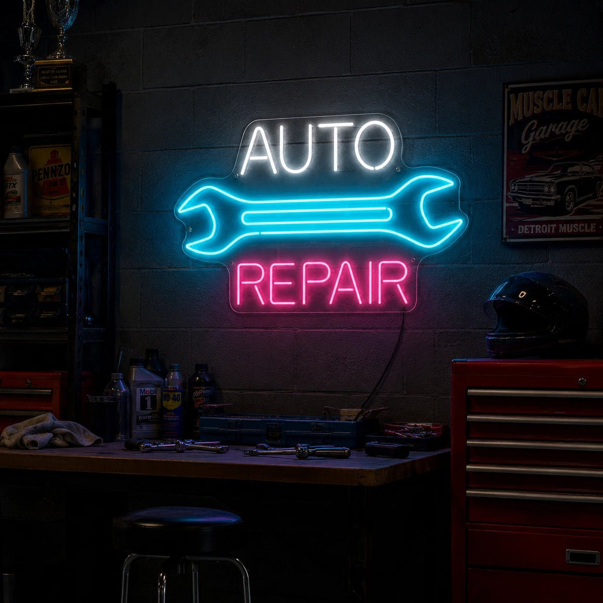 Auto Repair Wrench LED Neon Sign - Shineneon