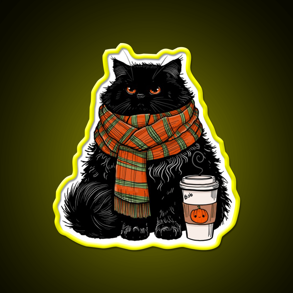 Autumn Vibes Coffee Cat Cafe Led Neon Sign Espresso Bar Art Rgb Color - Shineneon