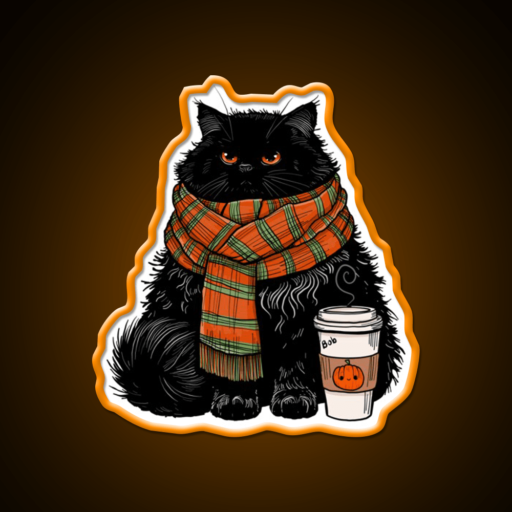 Autumn Vibes Coffee Cat Cafe Led Neon Sign Espresso Bar Art Rgb Color - Shineneon