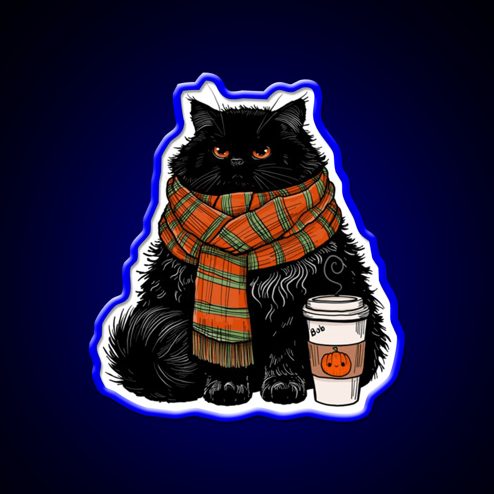Autumn Vibes Coffee Cat Cafe Led Neon Sign Espresso Bar Art Rgb Color - Shineneon