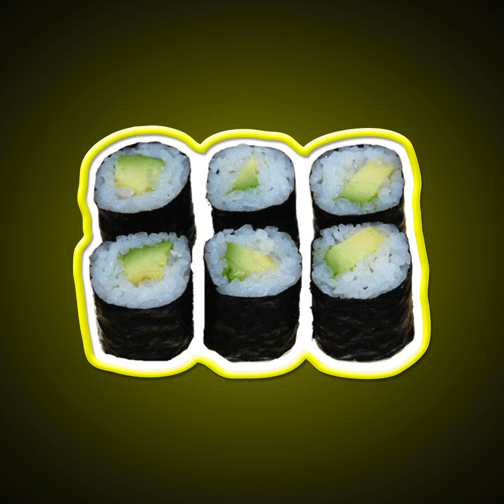 Avocado Sushi Snack Food Led Neon Sign Rgb Color - Custom LED neon sign front view