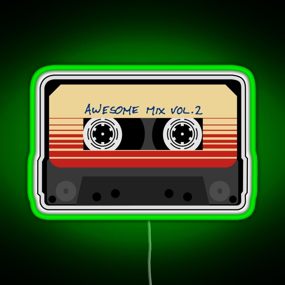 Awesome Mixtape Vol 2 Cassette Retro Rgb Led Neon Sign Pop Wall Art - Shineneon
