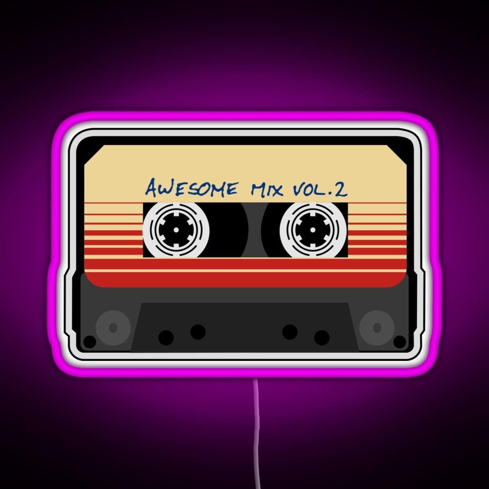 Awesome Mixtape Vol 2 Cassette Retro Rgb Led Neon Sign Pop Wall Art - Shineneon