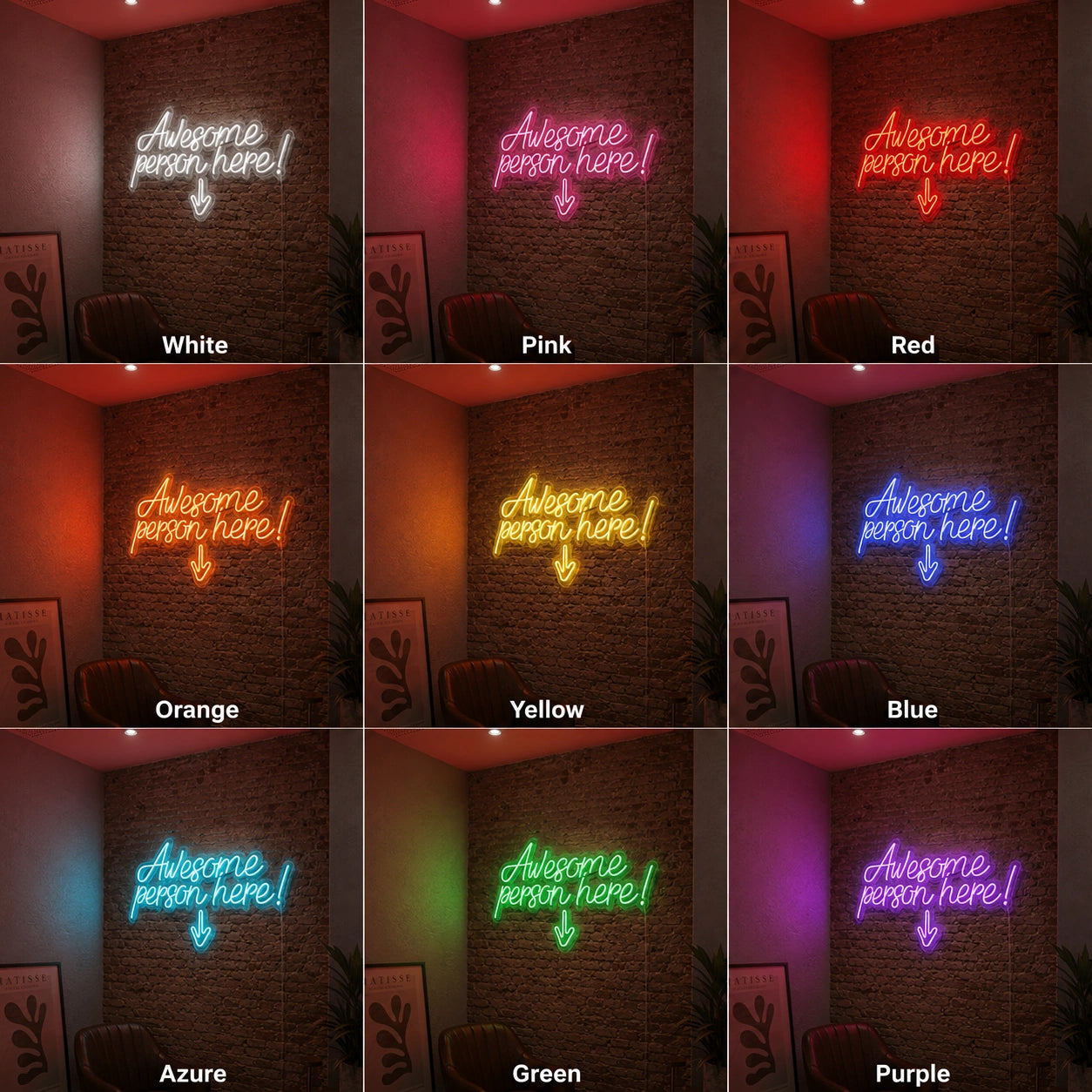 Awesome Person Here LED Neon Sign - 05 Color Grid