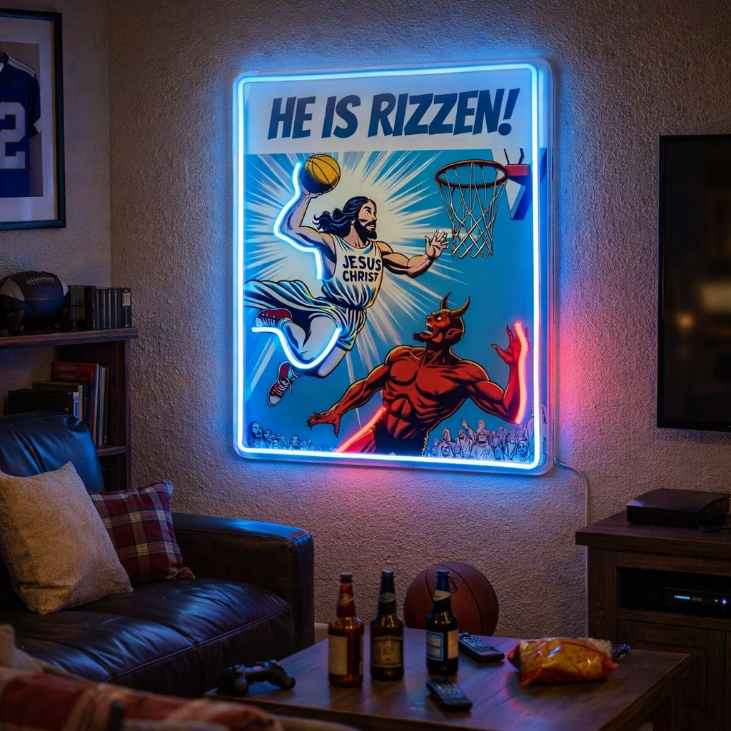 ShineNeon™ He Is Rizzin Comic Poster Neon Sign USB Power