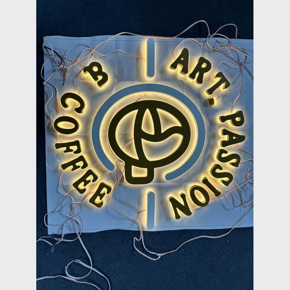 B Coffee Art Passion Logo 3D Backlit Channel Letters Led Light Sign