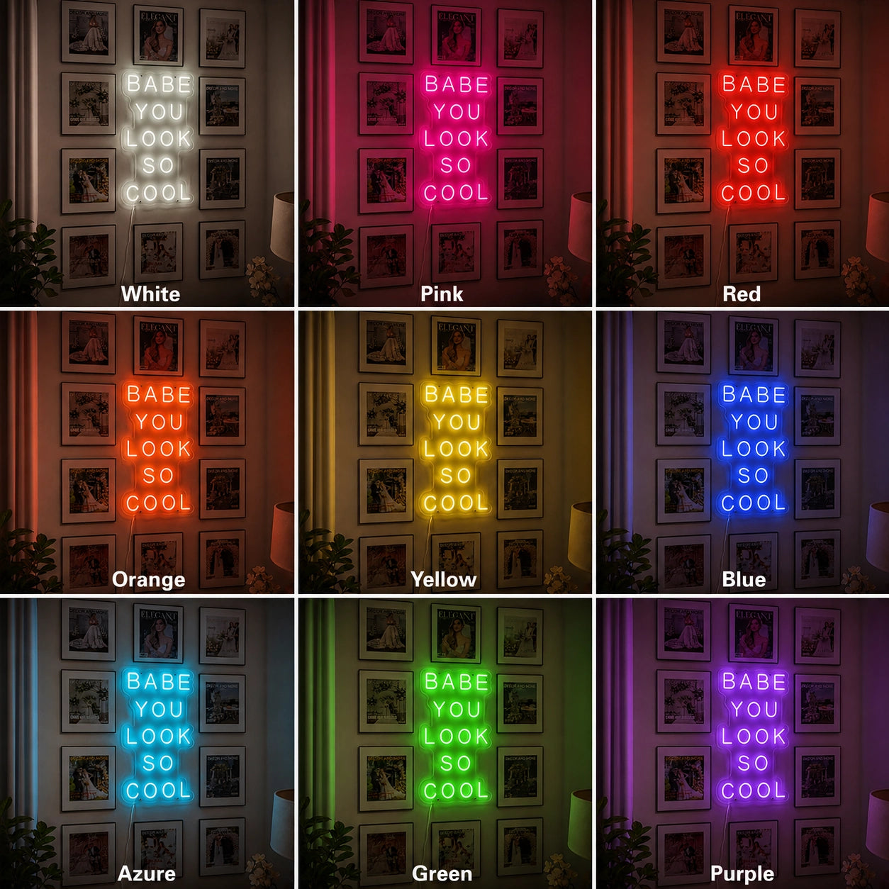 Babe You Look So Cool LED Neon Sign Wall Neon Sign - 05 Color Grid