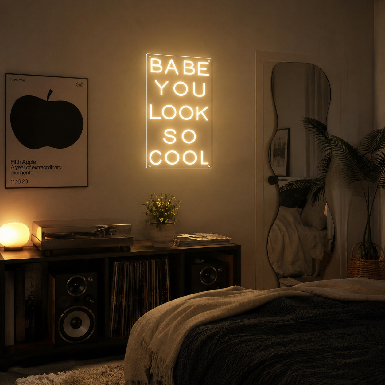 Babe You Look So Cool Wall Decor LED Neon Sign - 03 Real Lifestyle Scene
