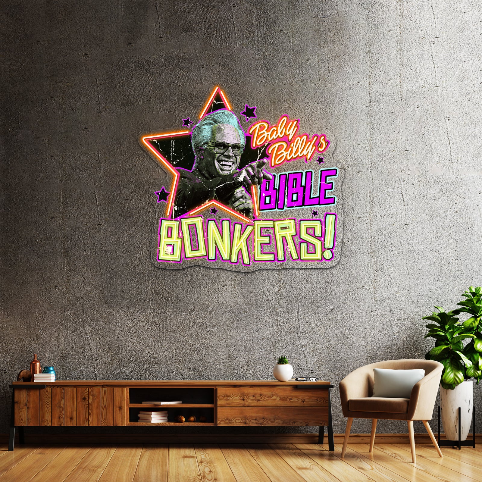 Baby Billy Bible Bonkers Artwork Led Neon Sign