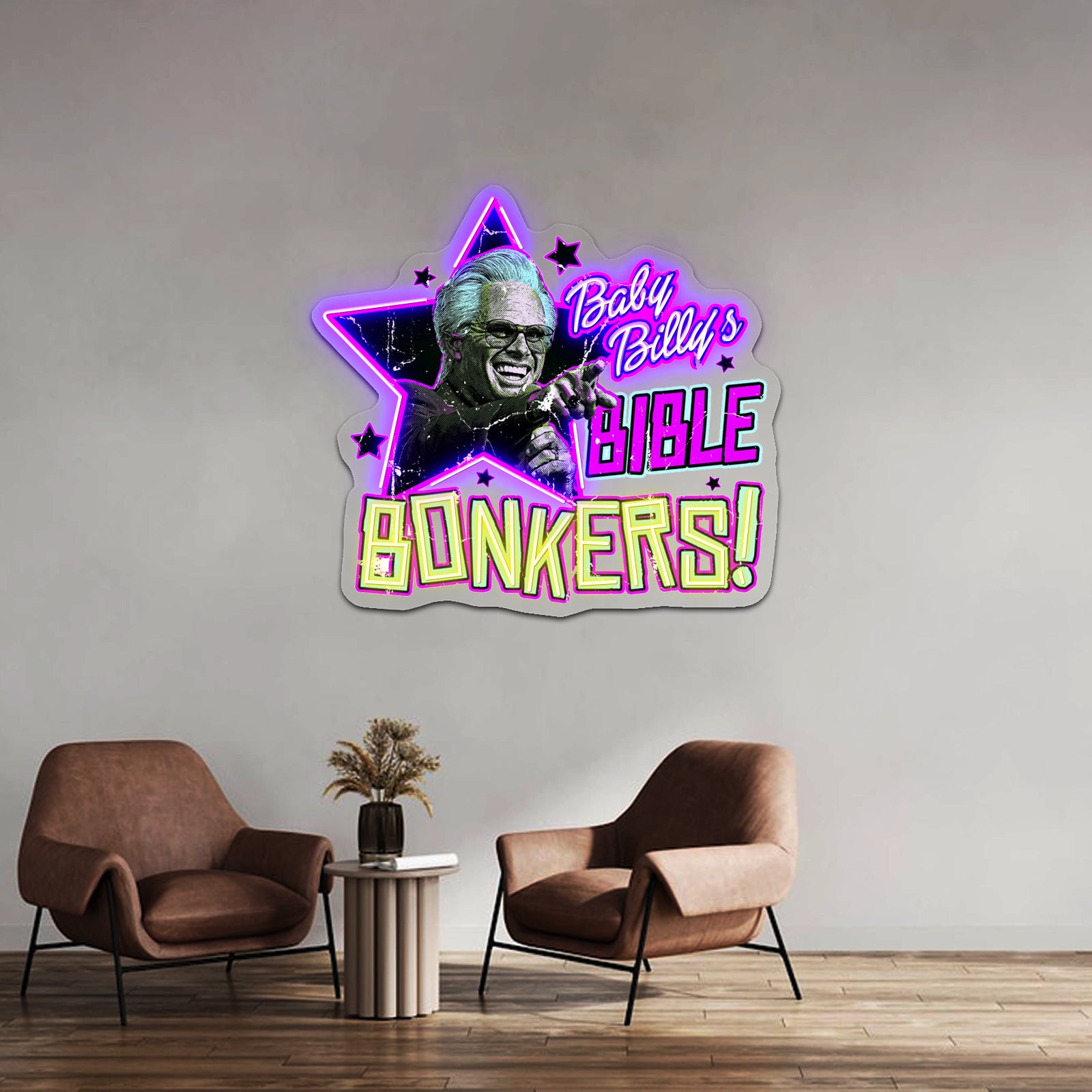 Baby Billy Bible Bonkers Artwork Led Neon Sign