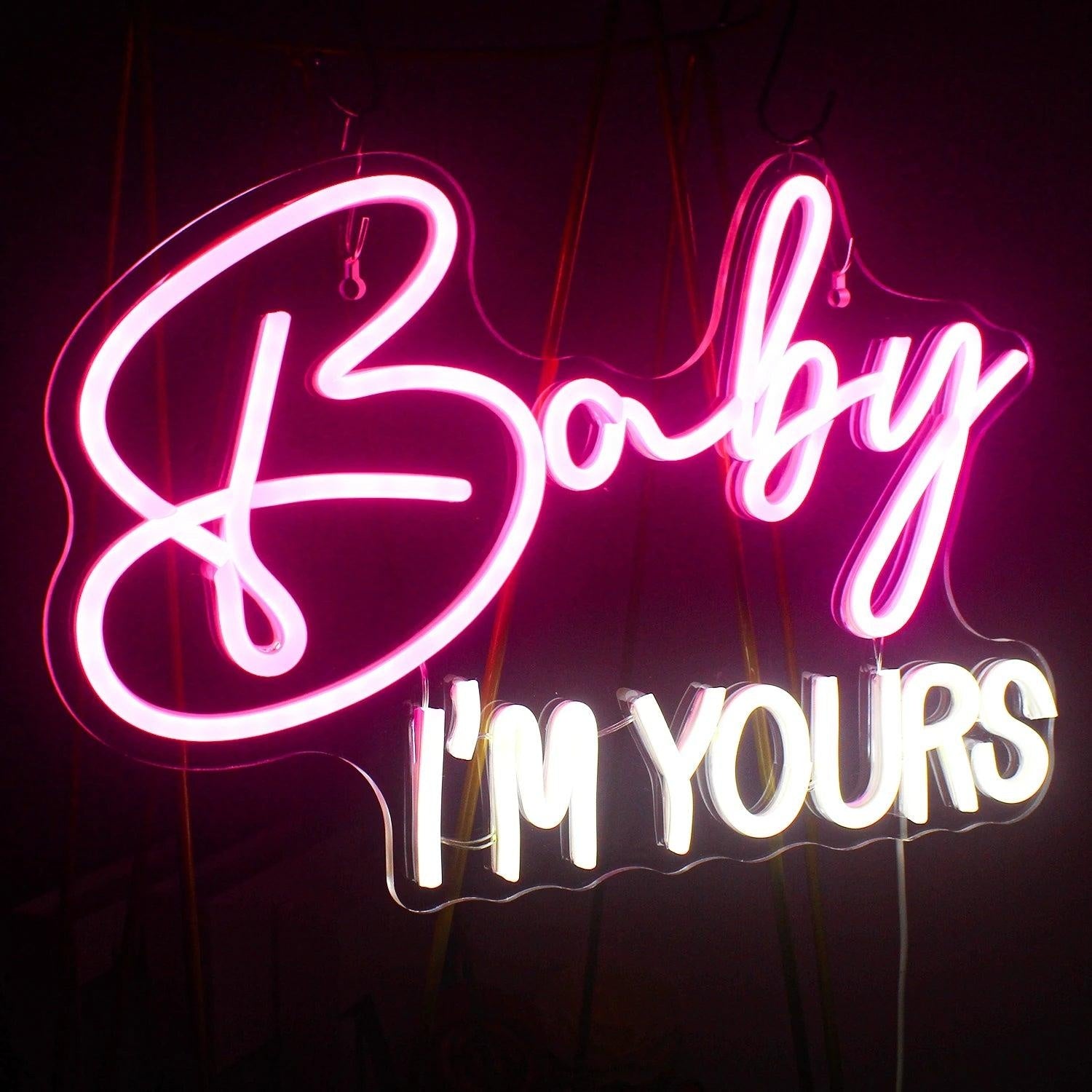 Baby Im Yours Pink White Led Neon Sign For Bedroom Cafe Decor | Shineneon