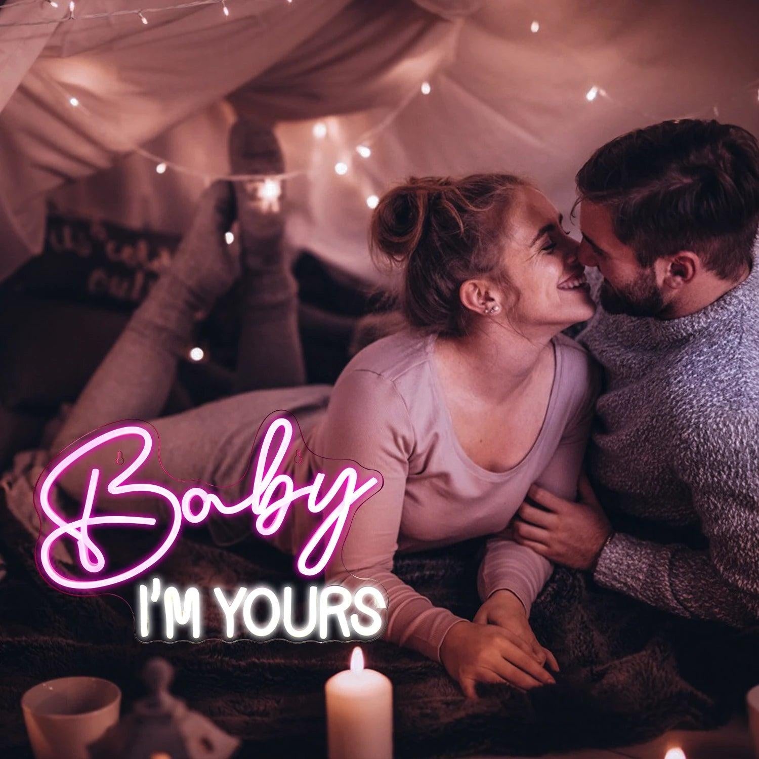Baby Im Yours Pink White Led Neon Sign For Bedroom Cafe Decor | Shineneon