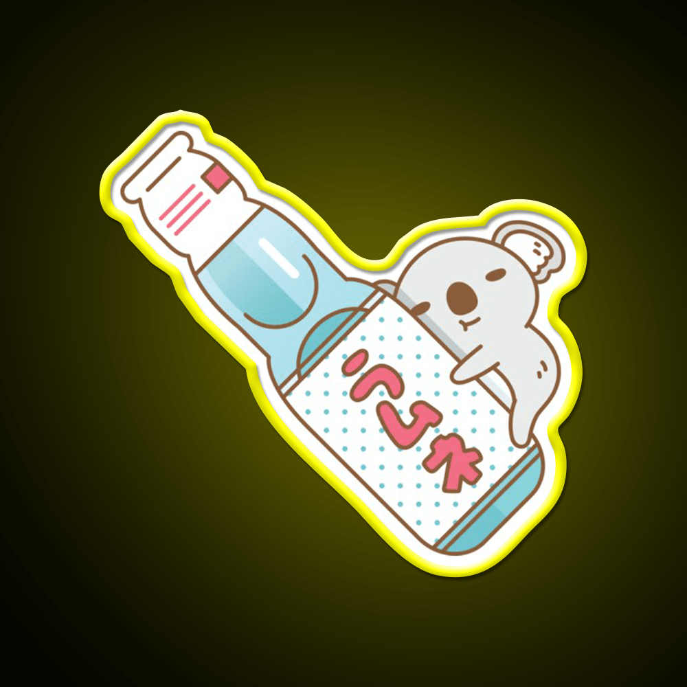 Baby Koala With Ramune Japanese Soda Snack Food Led Neon Sign Rgb Color - Shineneon
