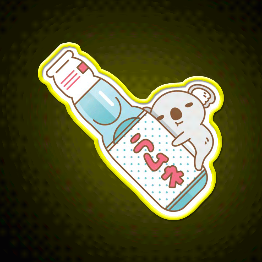 Baby Koala With Ramune Japanese Soda Snack Food Led Neon Sign Rgb Color - Custom LED neon sign front view