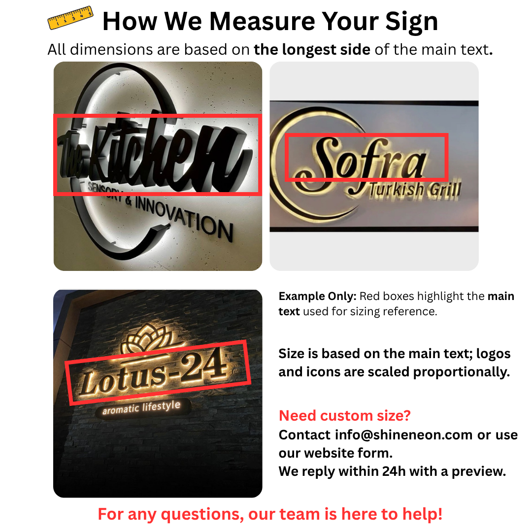 Rough Russian Cafe 3D Backlit Letters Business Metal Led Sign