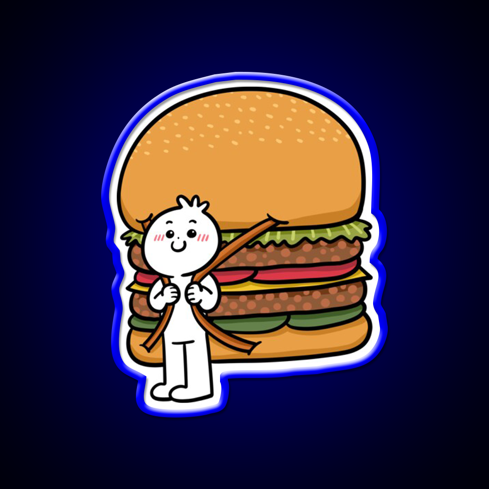 Backpack Burger Fast Food Led Neon Sign For Burger Place Rgb Color