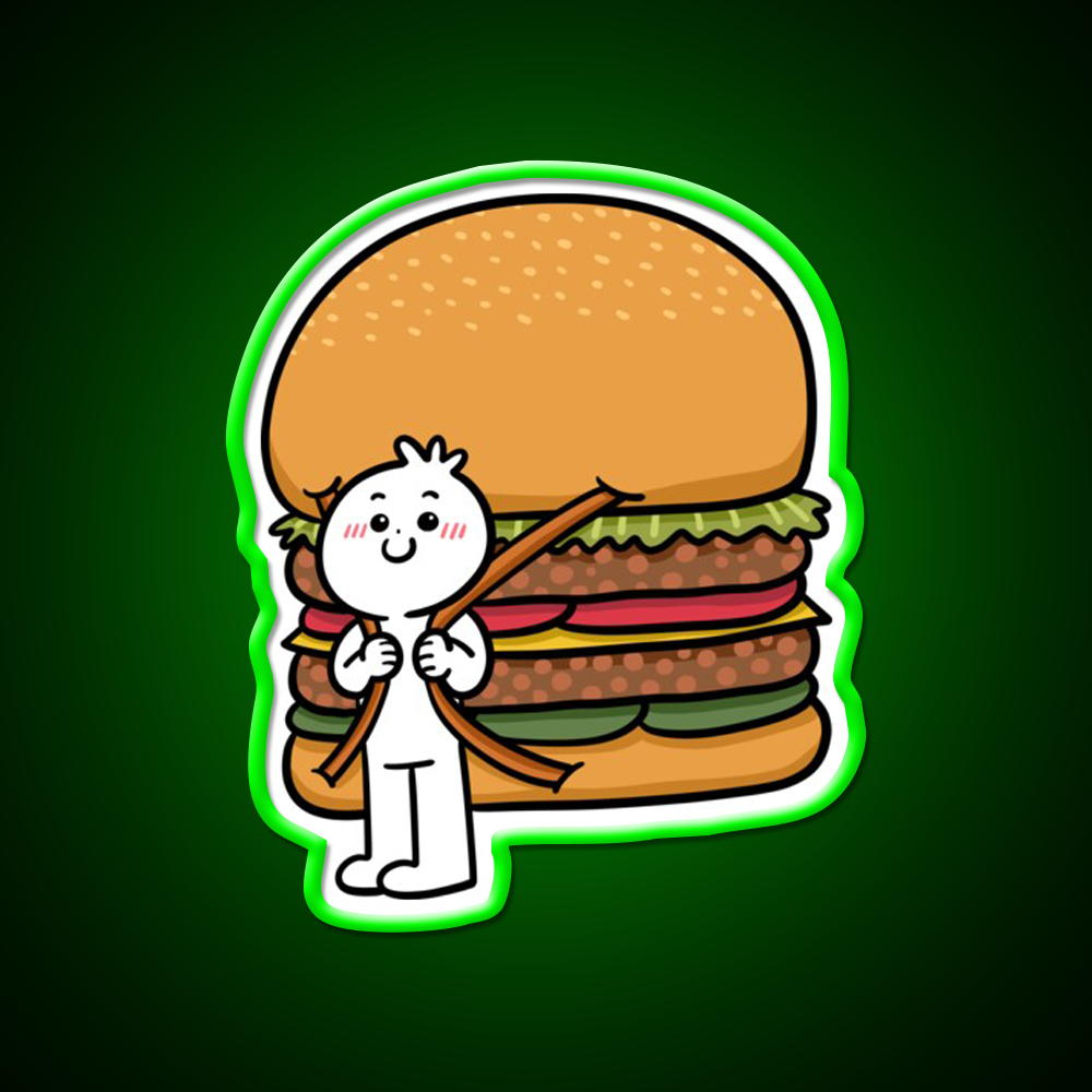 Backpack Burger Fast Food Led Neon Sign For Burger Place Rgb Color