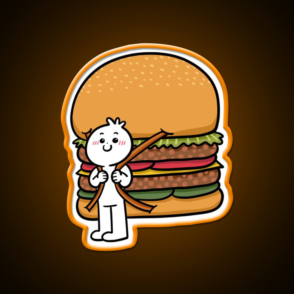 Backpack Burger Fast Food Led Neon Sign For Burger Place Rgb Color