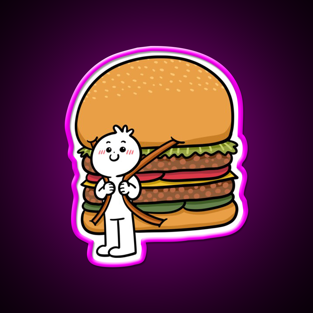 Backpack Burger Fast Food Led Neon Sign For Burger Place Rgb Color