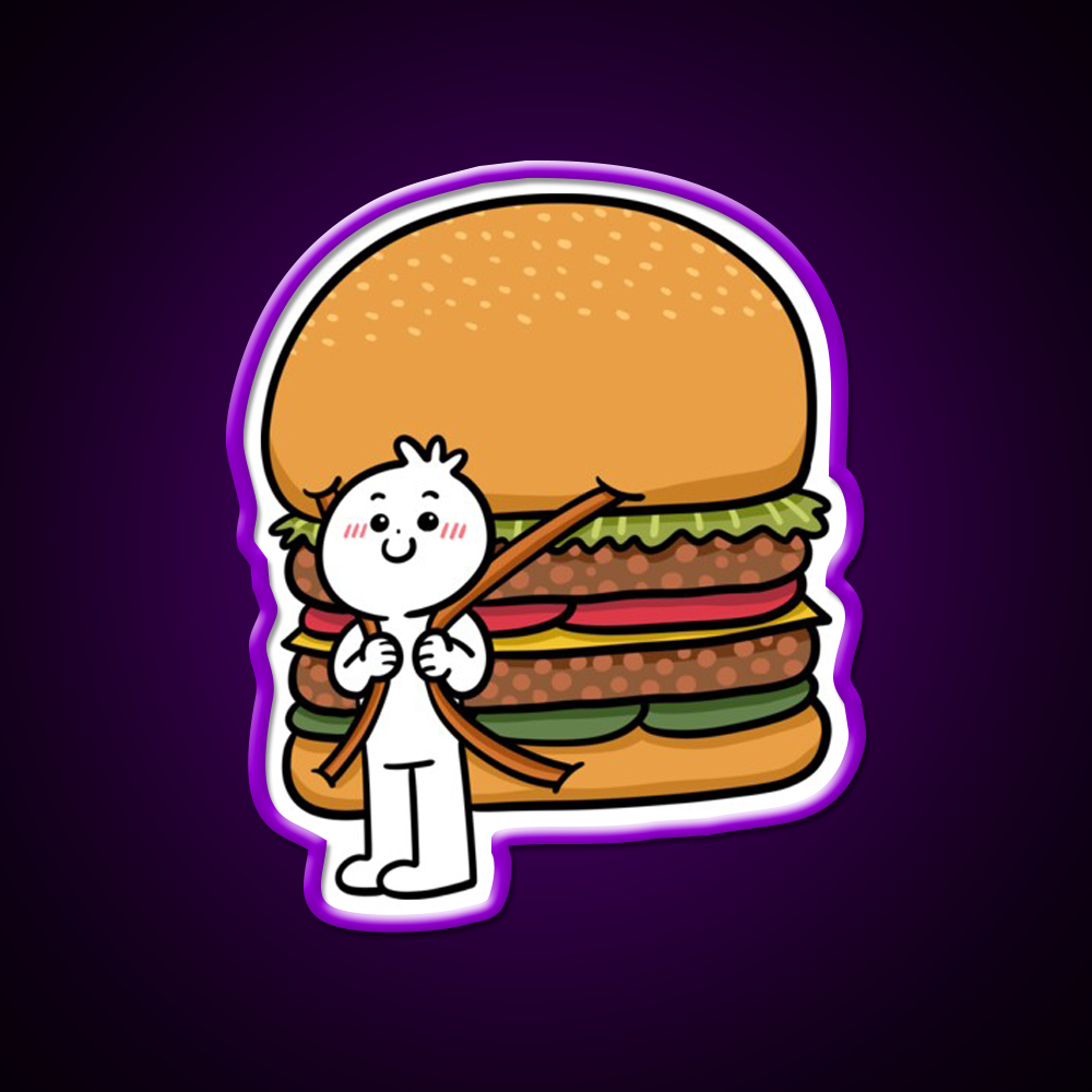 Backpack Burger Fast Food Led Neon Sign For Burger Place Rgb Color